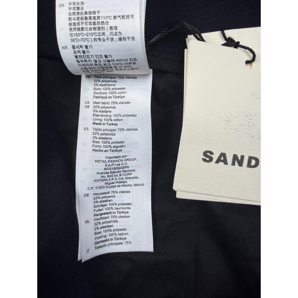 NWT SANDRO Straight-Leg Trousers Size 2 Navy Blue - Picture 9 of 9